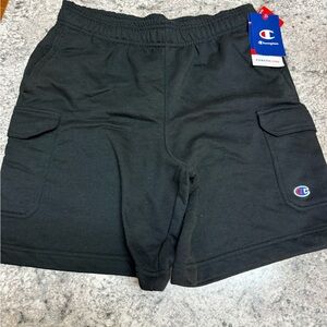 Champion Black Men's Cargo Shorts with Logo Patch